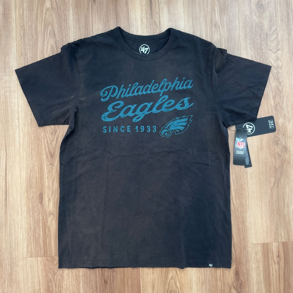 '47 Philadelphia Eagles Dusted Jet Black NFL Graphic T-Shirt Men's‎ Large